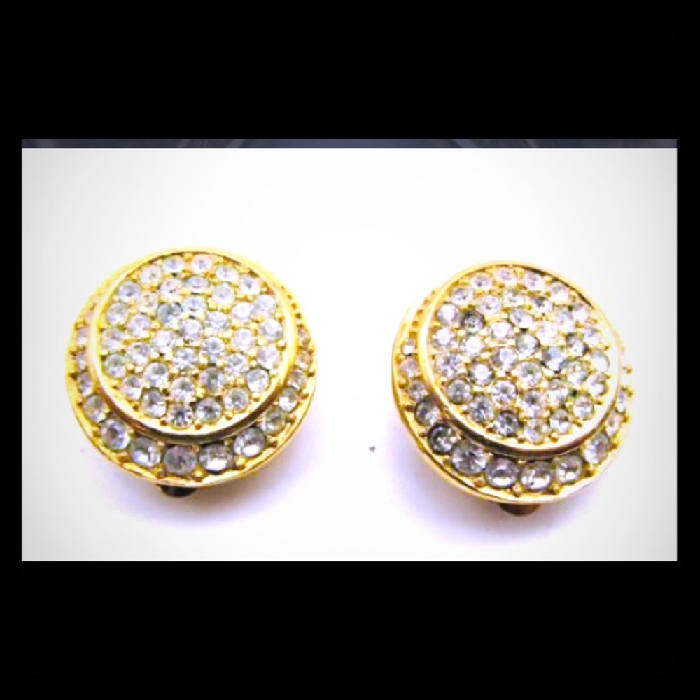 Vintage Gold tone Christian Dior crystal earrings